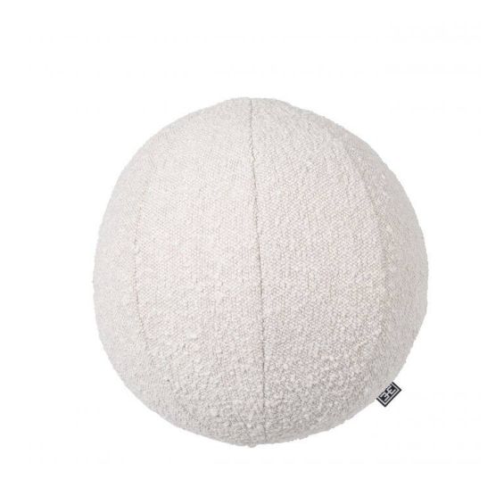 A luxurious small round boucle cushion 