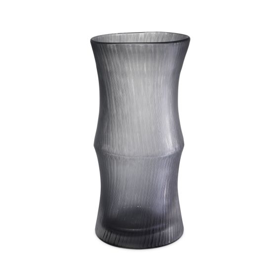 A luxurious handblown grey-tinted glass vase