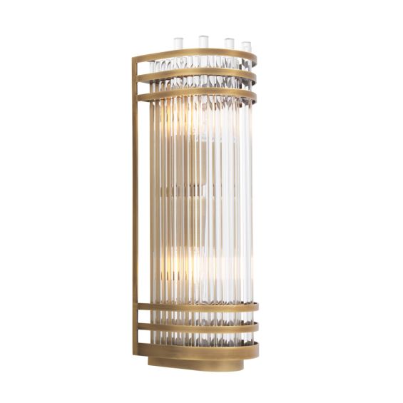 Luxurious antique brass and glass wall lamp