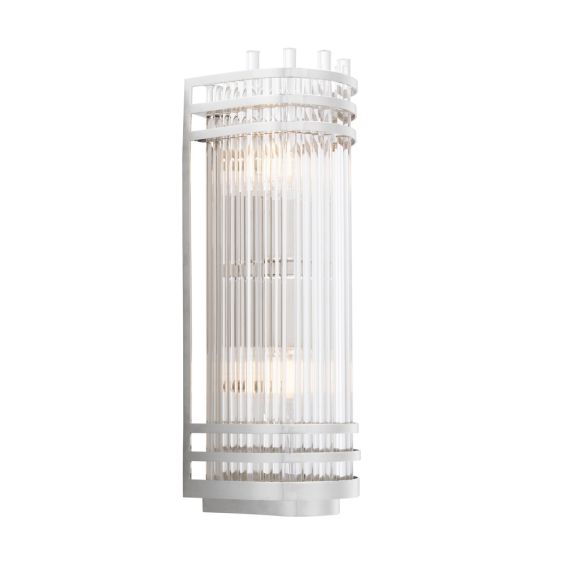 Glamorous Eichholtz nickel finish and clear glass wall lamp