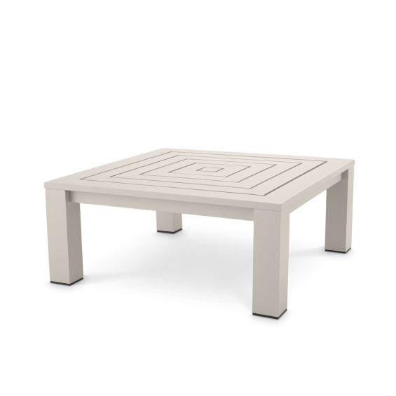 A fashionable and functional sand-coloured coffee table