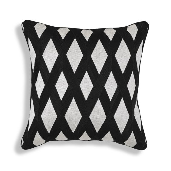 Luxury Eichholtz monochrome embroidered square cushion