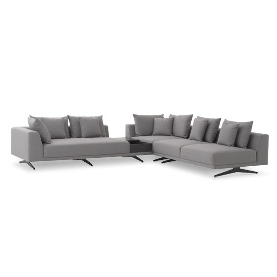 Modern grey linen corner sofa by Eichholtz