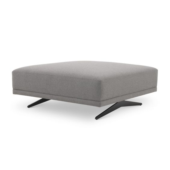 Grey wool blend ottoman with black finish frame