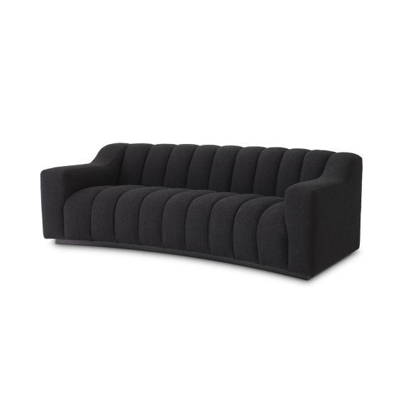 A stunning contemporary black boucle sofa