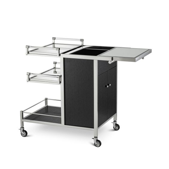 A chic and sophisticated black and nickel drinks trolley