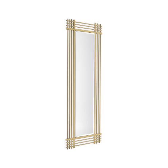 A luxury wall mirror by Eichholtz with a bevelled design and brushed brass finish 