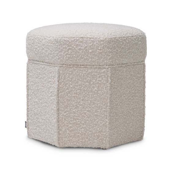 A modern and glamorous boucle cream stool by Eichholtz 