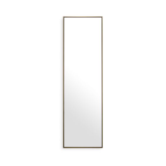 Sleek and contemporary design dressing mirror with brushed brass frame