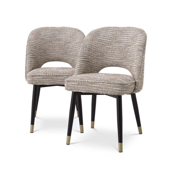 Set of 2 dining chairs upholstered in mademoiselle beige