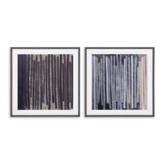 Contemporary abstract wall print in a grey brown wooden frame by Eichholtz