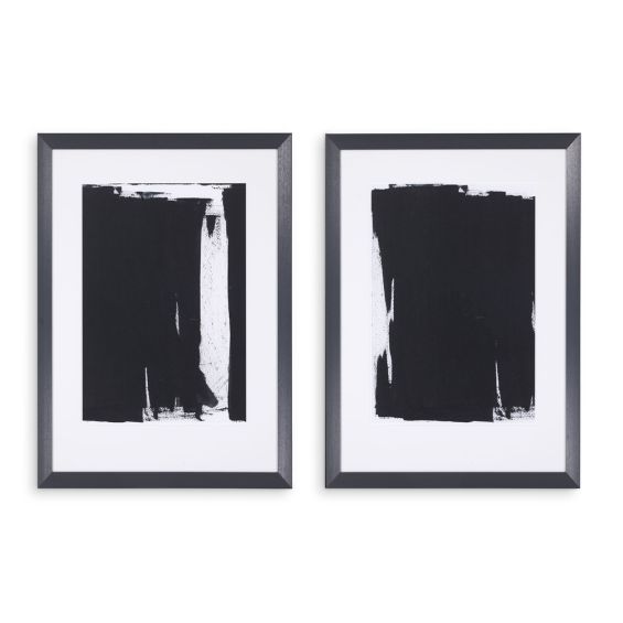 Pair of bold monochrome abstract prints by Eichholtz