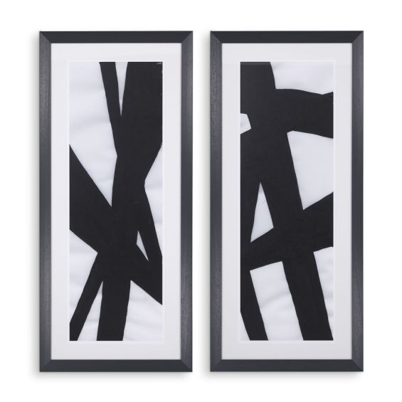 Pair of contemporary monochrome abstract prints by Eichholtz