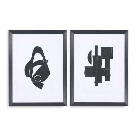 Pair of contemporary monochrome abstract prints by Eichholtz