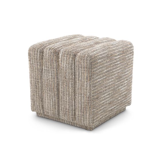 A chic stool by Eichholtz with stylish deep channel stitching and a beautiful beige upholstery 