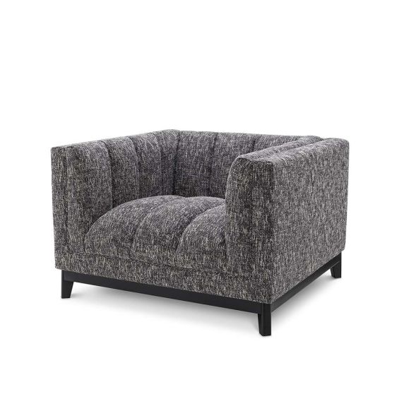 stunning grey upholstered seat with black legs