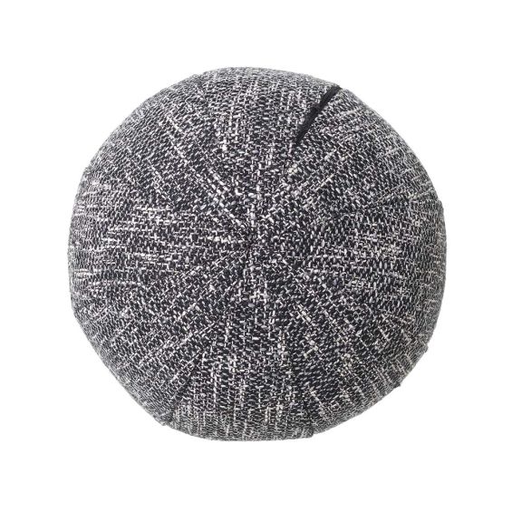 A small, decorative cushion in a gorgeous grey fabric.