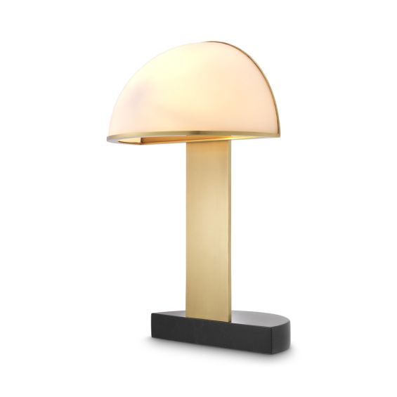 Sculptural and glamorous table lamp with black marble base