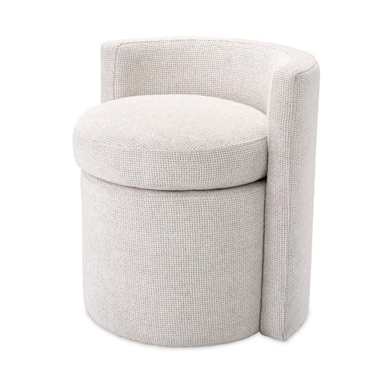 A gorgeous stool upholstered in a soft Lyssa Off-White fabric.