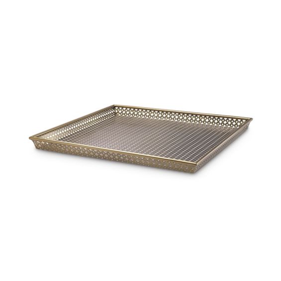 A stunning square tray by Eichholtz with an antique brass finish 