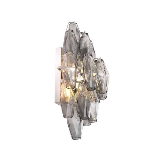 A glamorous wall lamp by Eichholtz with smoked glass, diamond-shaped tubes and a nickel finish