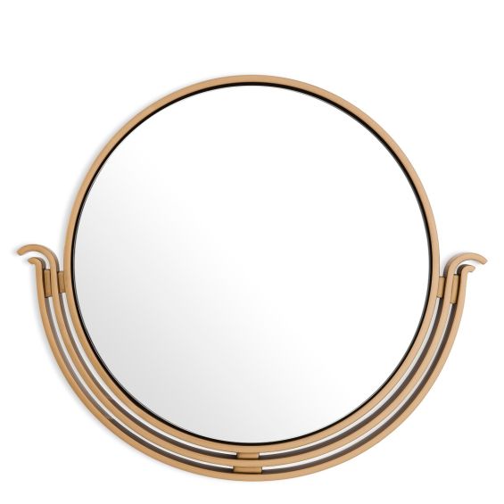 Stunning and stylish round mirror with brass finish