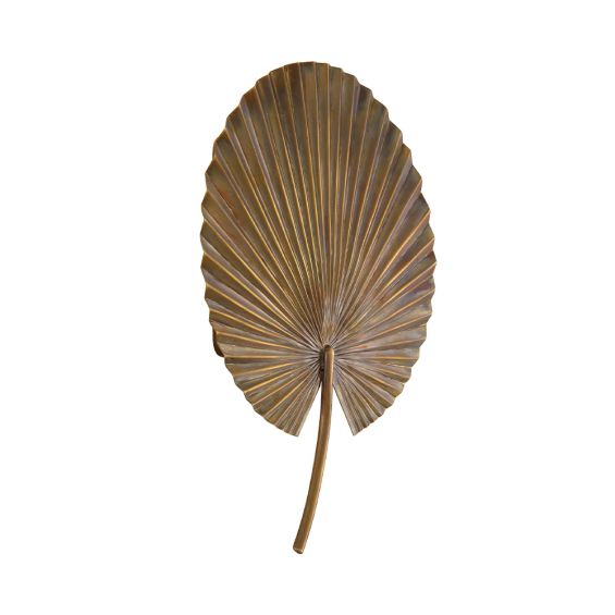 Tropical inspired fan wall light in brass finish