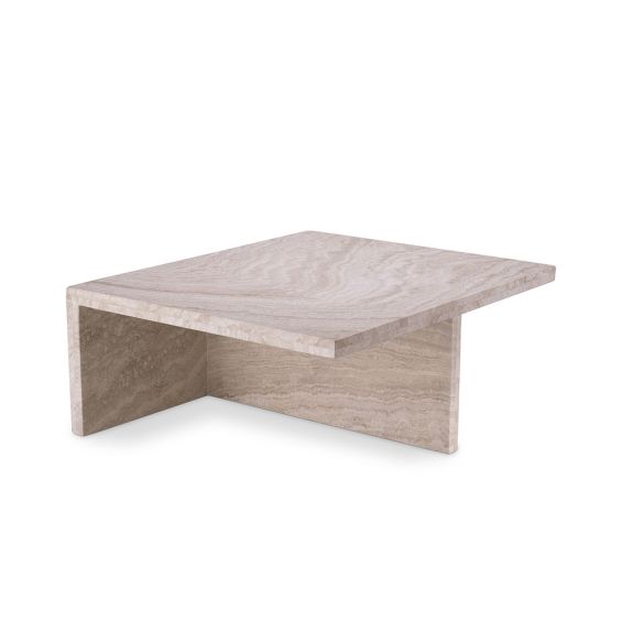 Elegant travertine coffee table featuring cubist design