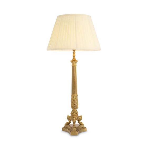 Gold sculptural lamp with charming shade