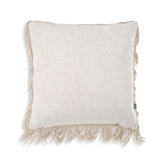 Luxurious Dupre Cushion in Lyssa Off-White with cream coloured fringe detail