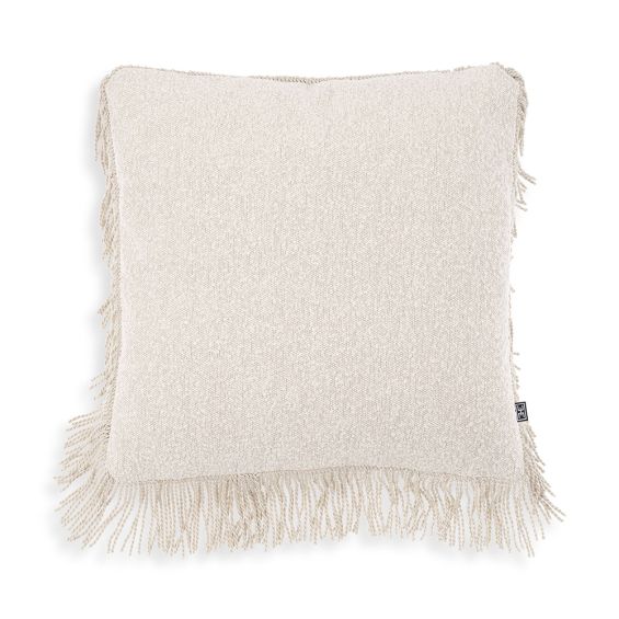 Gorgeous, cream-toned large cushion with fringe detail