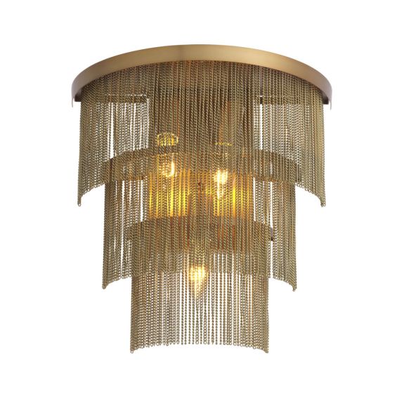 Dazzling layered chain wall lamp in beautiful brass finish