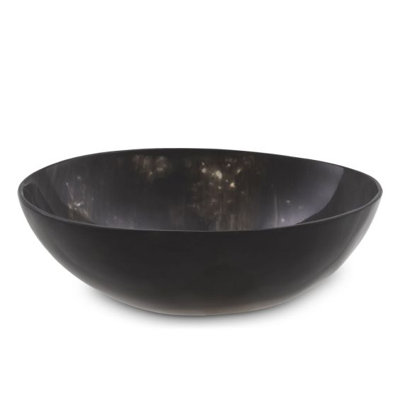 A contemporary black bowl by Eichholtz crafted from dark horn 