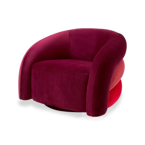 An opulent and sumptuous swivel chair by Eichholtz with a post-modern Italian design and luxurious upholstery