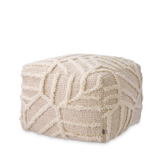 Chic and sumptuous pouffe with tufted wool details