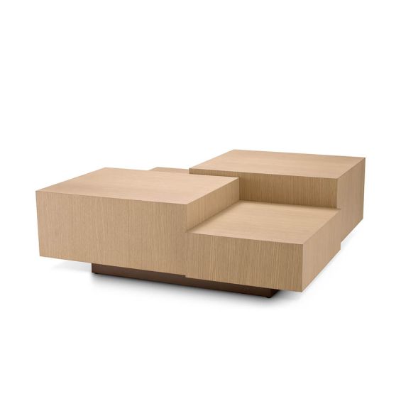 multi-levelled natural oak coffee table by Eichholtz