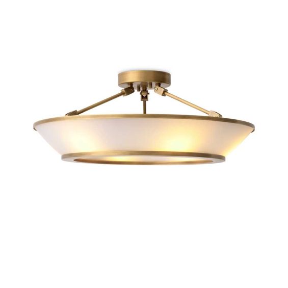 glamorous brass ceiling light with translucent glass