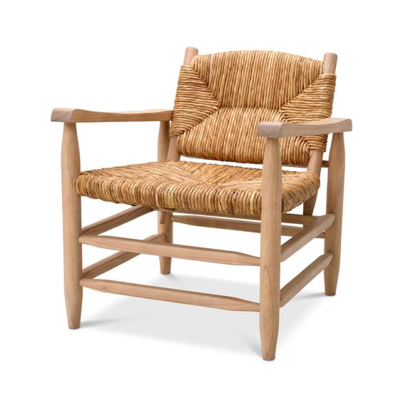 Stunning rustic armchair with woven backrest and seat