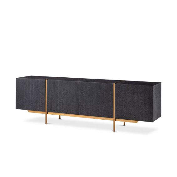 Luxurious charcoal grey dresser with brass detail