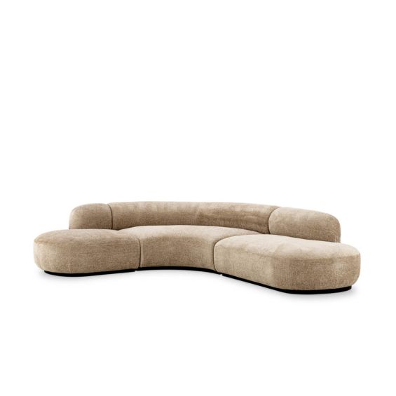 Rounded sofa in three modules with lyssa sand upholstery