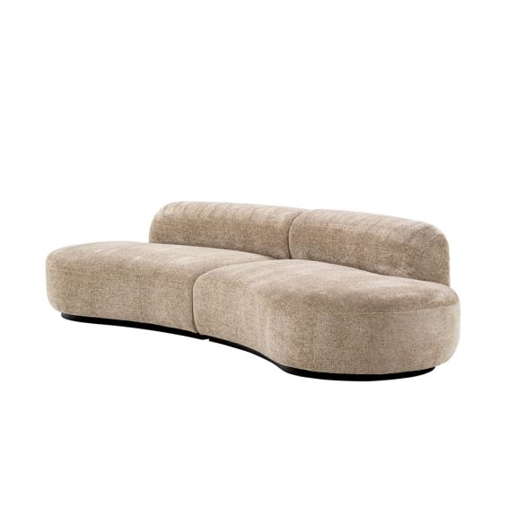rounded two-piece sofa in lyssa sand upholstery 