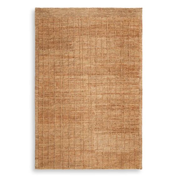 Large hand knotted rug with a flat weave from jute