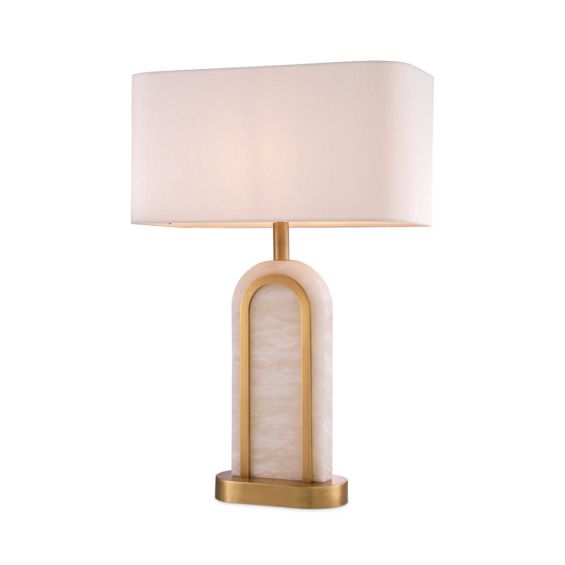 Illustrious rounded alabaster table lamp with brass detail