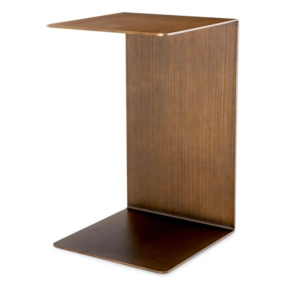 Sleek square top brass finish metal side table