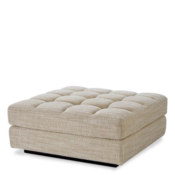 quilted sofa ottoman module in skyward sand coloured linen upholstery