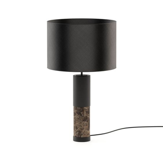 Dark emperador marble table lamp with black lampshade