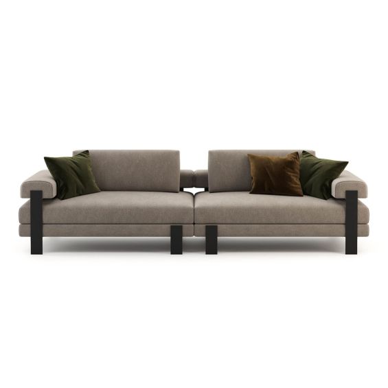 Smooth grey velvet, unique, contemporary designed 3 seater sofa