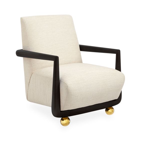 contemporary l-shaped armchair with natural linen upholstery