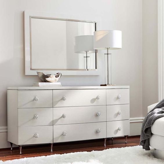 A feminine nine-drawer dresser with subtle and elegant details