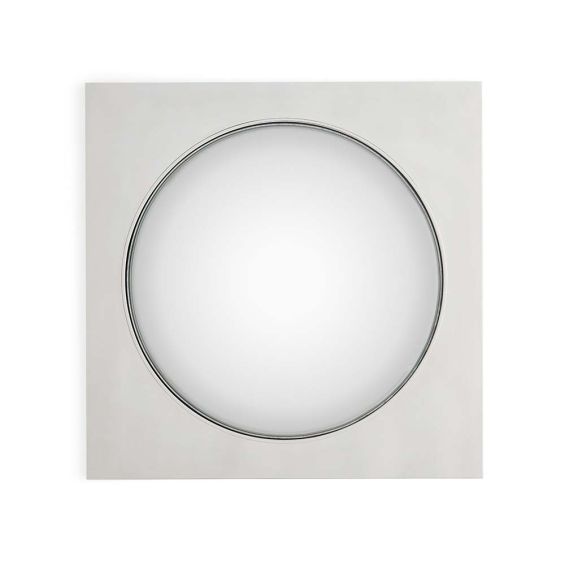 A convex mirror with a nickel frame